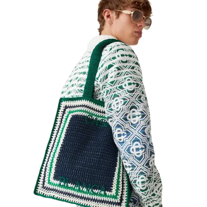 Gestreepte gehaakte tas