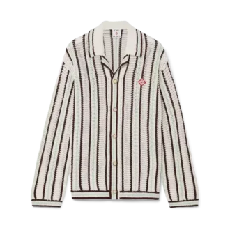 Gestreepte katoenen gehaakte overhemd