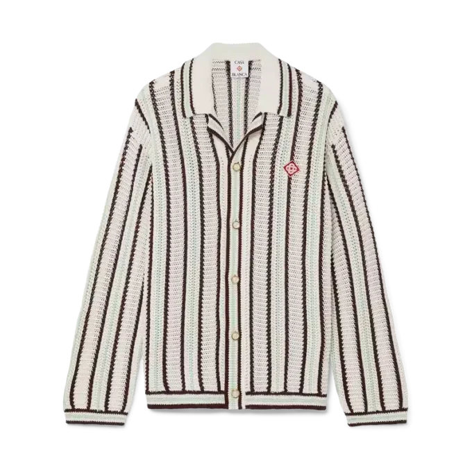 Gestreepte katoenen gehaakte overhemd