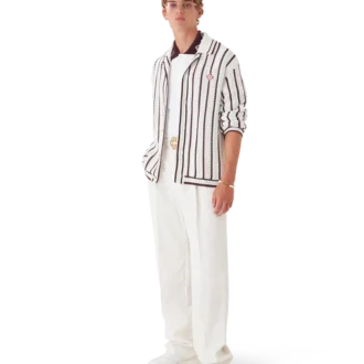 Gestreepte katoenen gehaakte overhemd