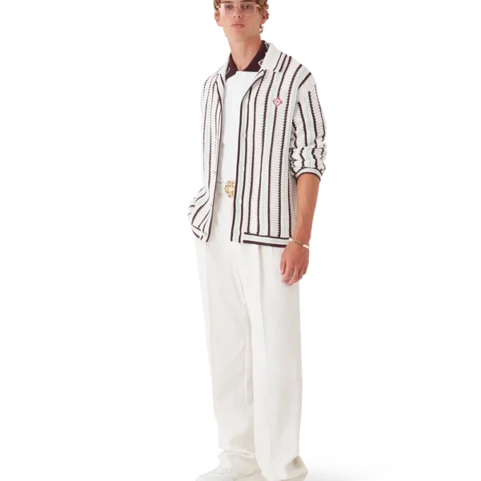 Gestreepte katoenen gehaakte overhemd