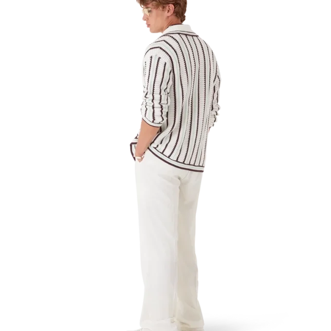 Gestreepte katoenen gehaakte overhemd