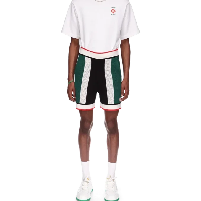 Gestreepte mesh-Shorts