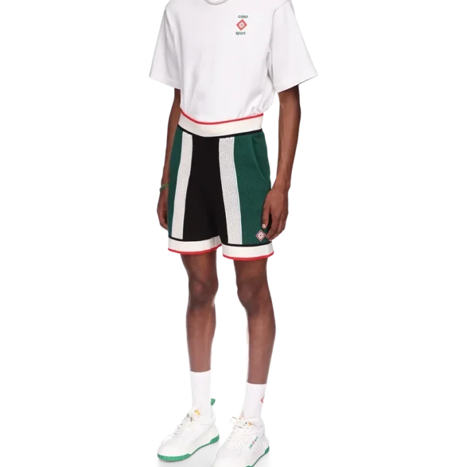 Gestreepte mesh-Shorts