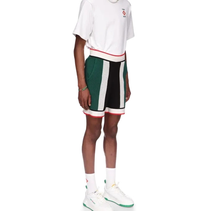 Gestreepte mesh-Shorts