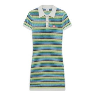 Gestreepte midi-jurk met korte mouwen