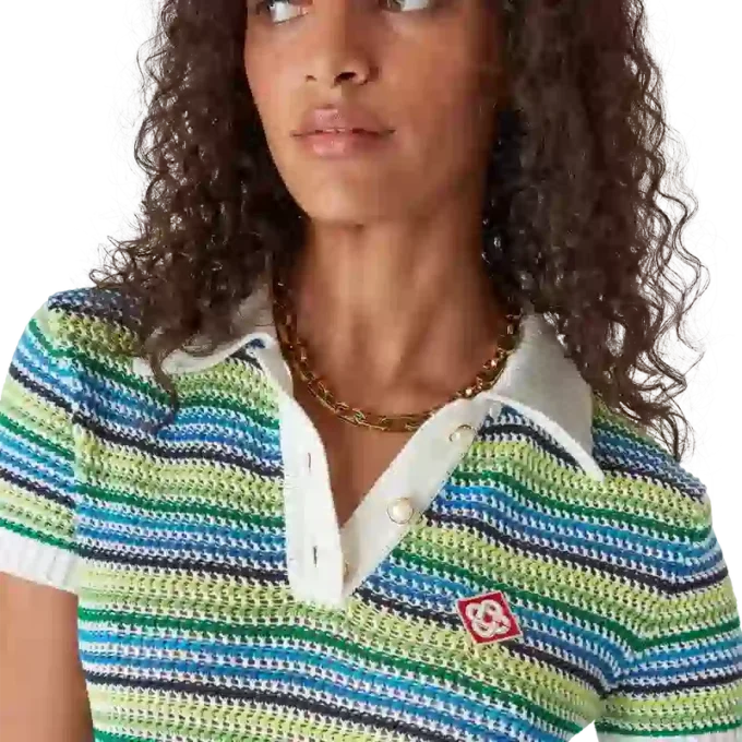 Gestreepte midi-jurk met korte mouwen