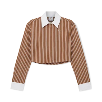 Gestrept cropped overhemd met lange mouwen