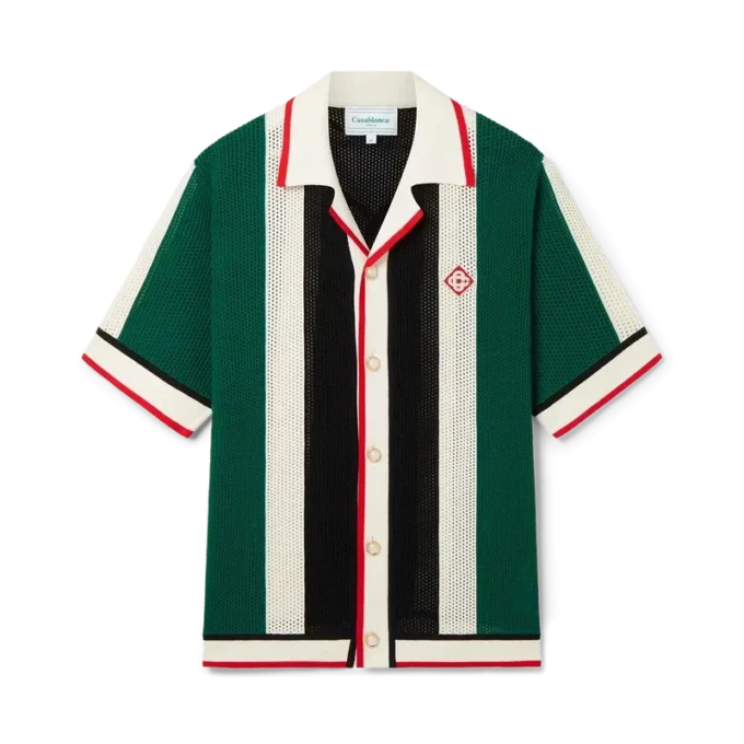 Gestrept mesh-overhemd