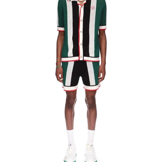 Gestrept mesh-overhemd