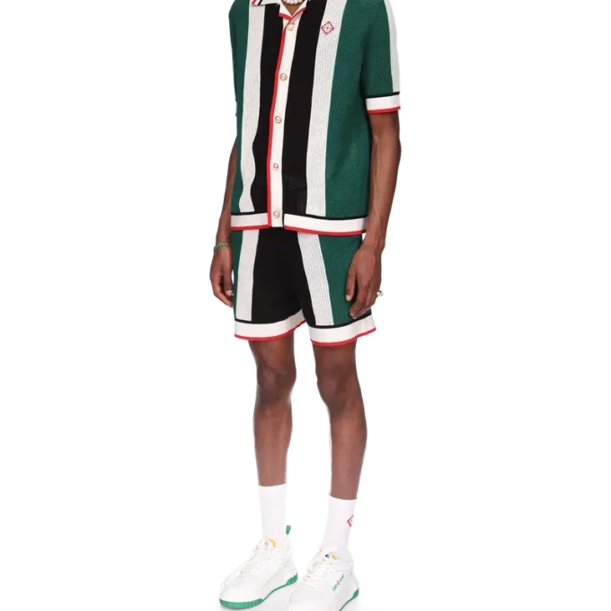 Gestrept mesh-overhemd