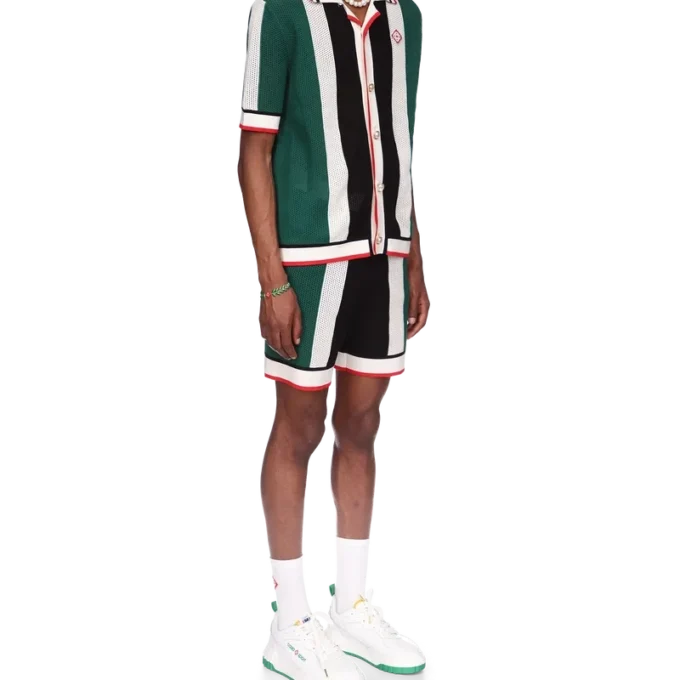 Gestrept mesh-overhemd