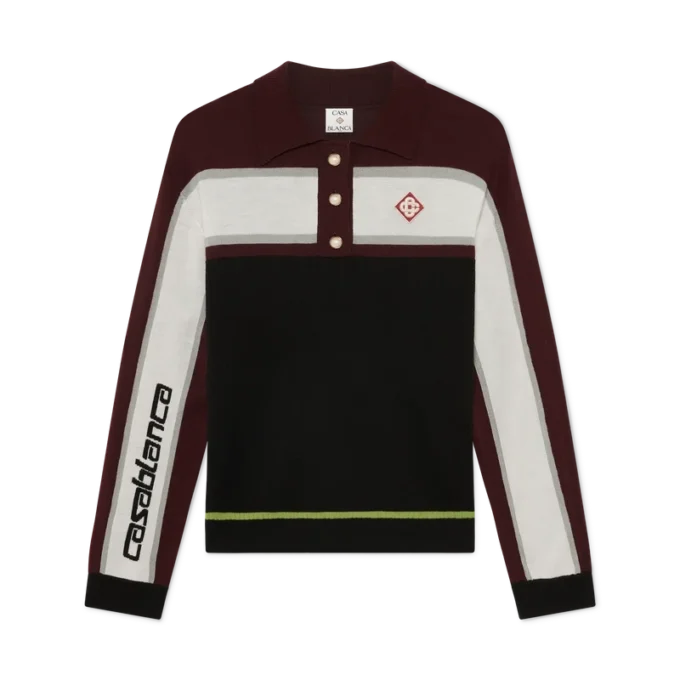 Gestrept oversized poloshirt met lange mouwen