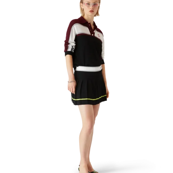 Gestrept oversized poloshirt met lange mouwen