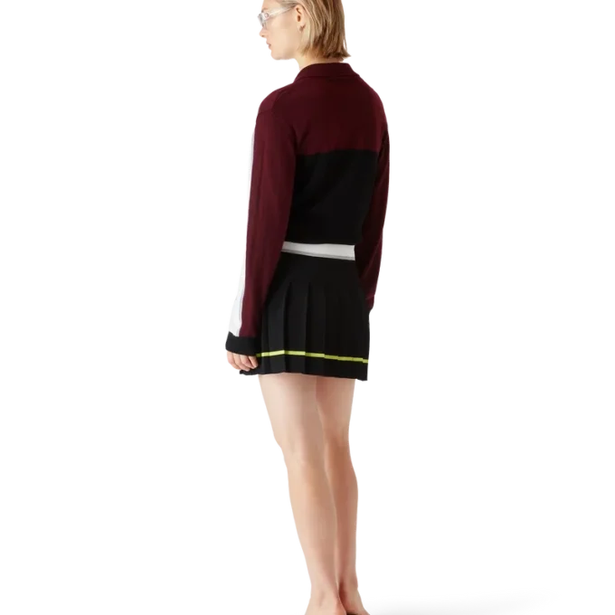 Gestrept oversized poloshirt met lange mouwen