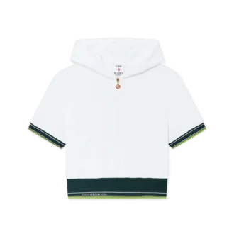 Getextureerde velours cropped tennishoodie