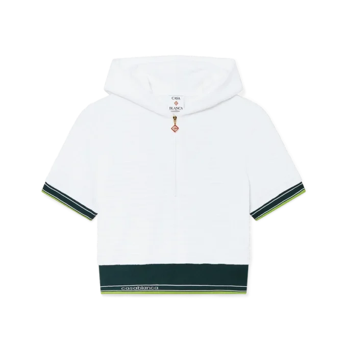 Getextureerde velours cropped tennishoodie