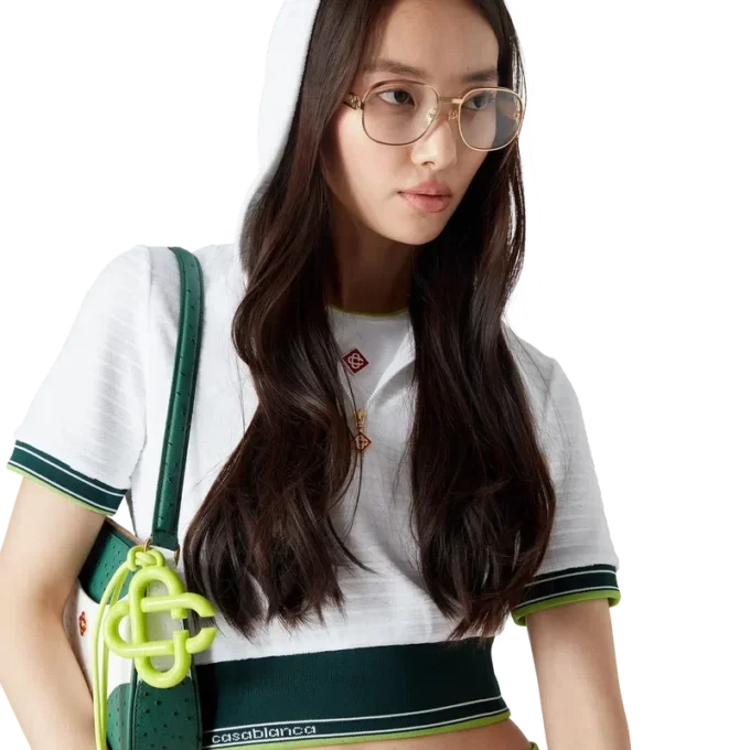 Getextureerde velours cropped tennishoodie