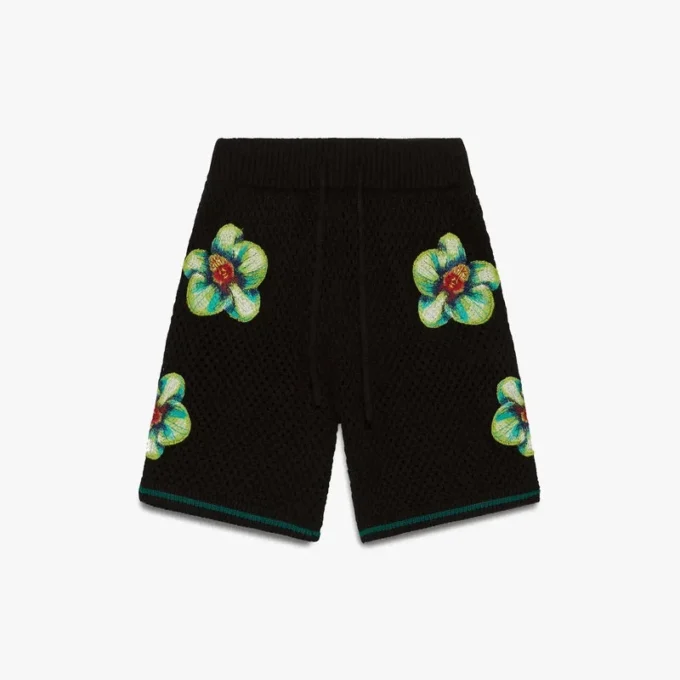 Glitch Orchid geborduurde gehaakte short