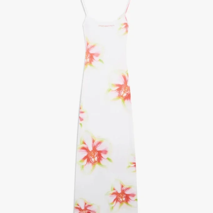 Glitch Orchid zachte geribde maxi-jurk