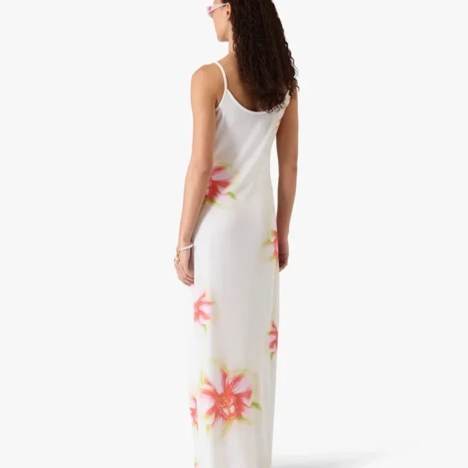 Glitch Orchid zachte geribde maxi-jurk