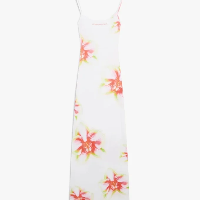 Glitch Orchid zachte geribde maxi-jurk