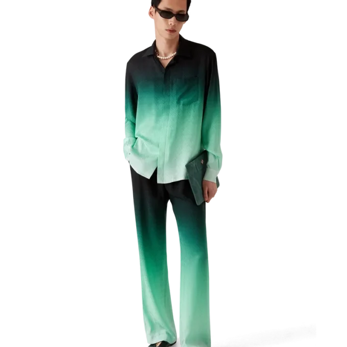 Gradient Ping Pong Jacquard zijden broek