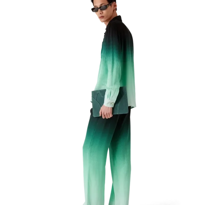 Gradient Ping Pong Jacquard zijden broek