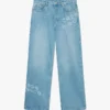 Graffiti-distressed denimjeans