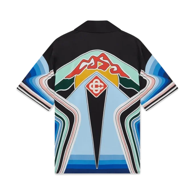 Grafisch Mountain-zijden overhemd met korte mouwen Grafisch Mountain-zijden overhemd met korte mouwen