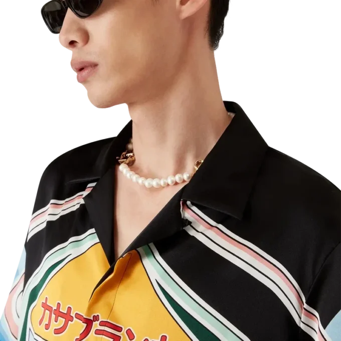 Grafisch Mountain-zijden overhemd met korte mouwen Grafisch Mountain-zijden overhemd met korte mouwen