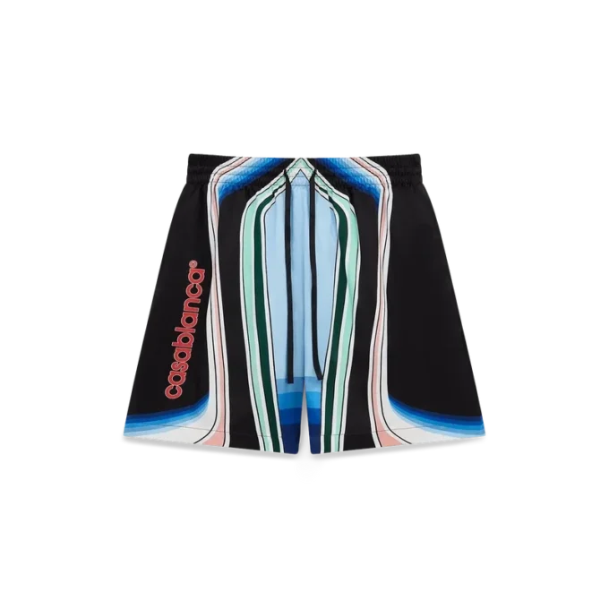 Graphic Mountain zijden Shorts