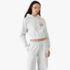 Grijs geborduurd cropped sweatshirt met capuchon Grijs geborduurd cropped sweatshirt met capuchon