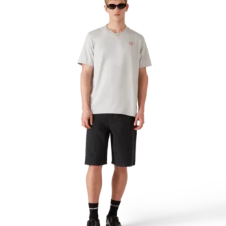 Grijs T-shirt met korte mouwen en diamantlogo