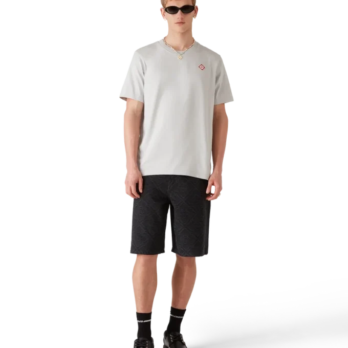 Grijs T-shirt met korte mouwen en diamantlogo