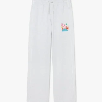 Grijze geborduurde cropped joggingbroek