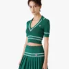 Groen cropped gebreid Poloshirt