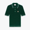 Groen gehaakt poloshirt met korte mouwen