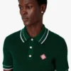 Groen gehaakt poloshirt met korte mouwen
