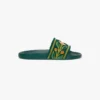 Groene geborduurde badstof slippers voor dames Groene geborduurde badstof slippers voor dames