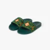 Groene geborduurde badstof slippers voor dames Groene geborduurde badstof slippers voor dames