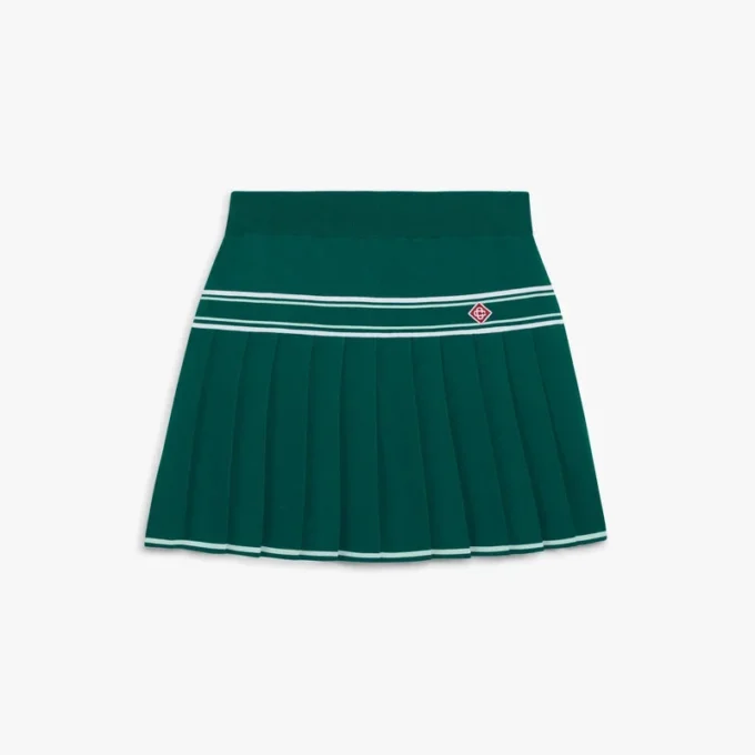Groene geplooide gebreide minirok