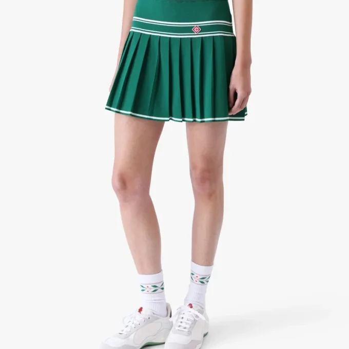 Groene geplooide gebreide minirok