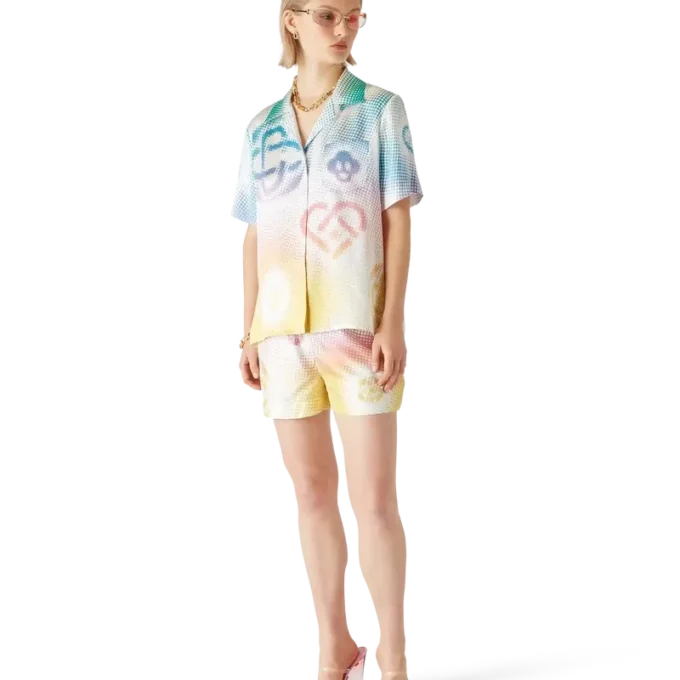 Halftone Logo zijden Shorts