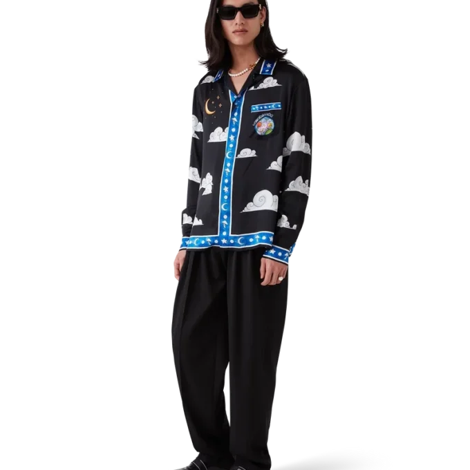 Het Four Elements zijden overhemd met lange mouwen Het Four Elements zijden overhemd met lange mouwen