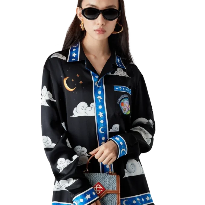 Het Four Elements zijden overhemd met lange mouwen Het Four Elements zijden overhemd met lange mouwen