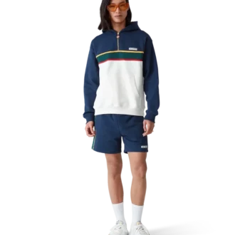 Hoodie met kwartrits en kleurblokken