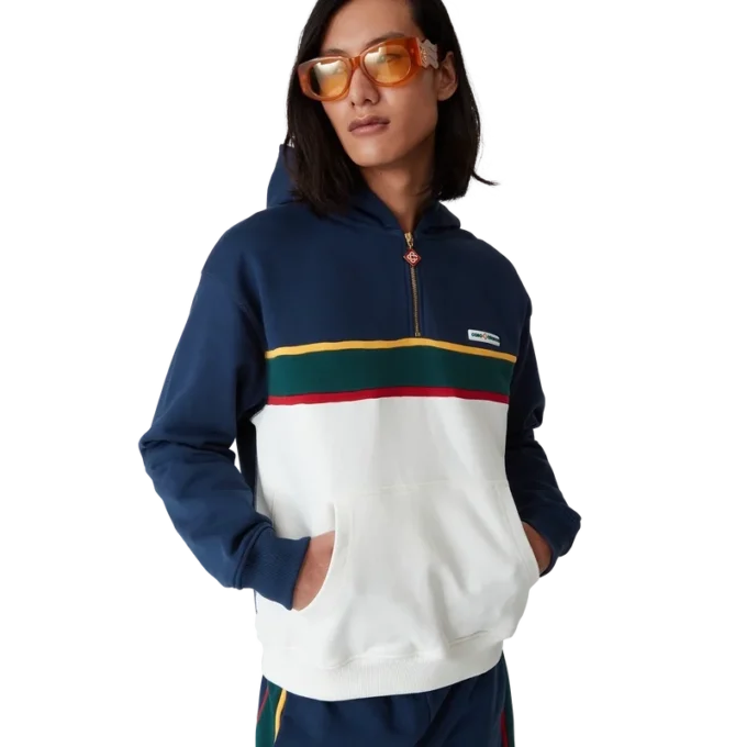 Hoodie met kwartrits en kleurblokken Hoodie met kwartrits en kleurblokken