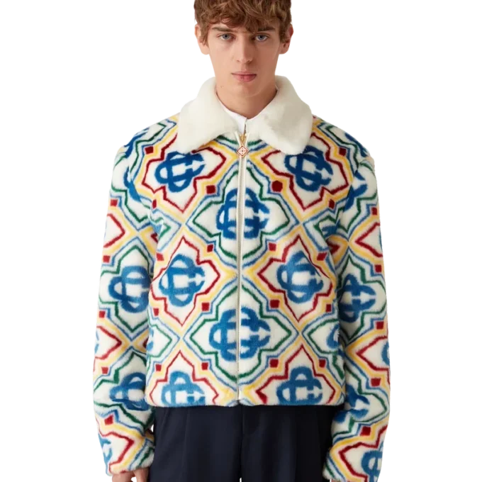 Jacquard jas van imitatiebont