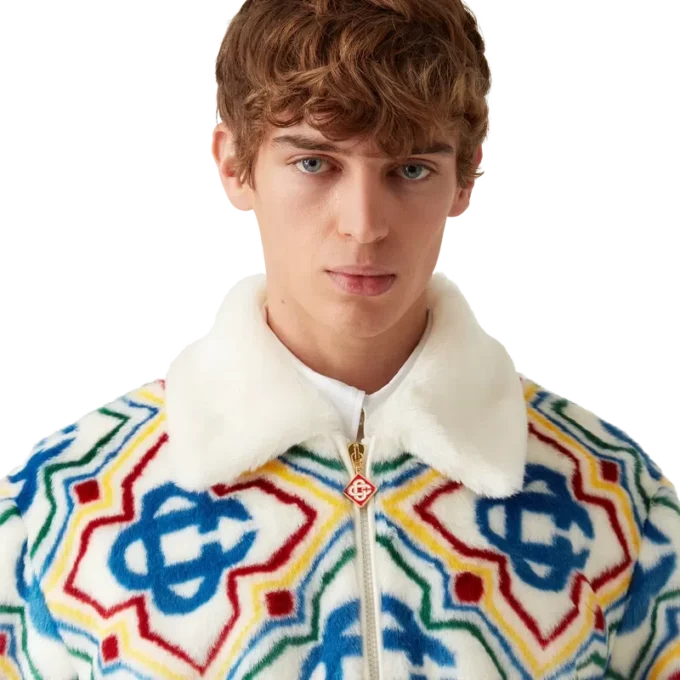 Jacquard jas van imitatiebont